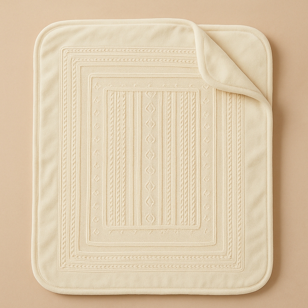 ✨NWT Chant de Joie Ivory Knit & Velour Baby Blanket– 29"x29"